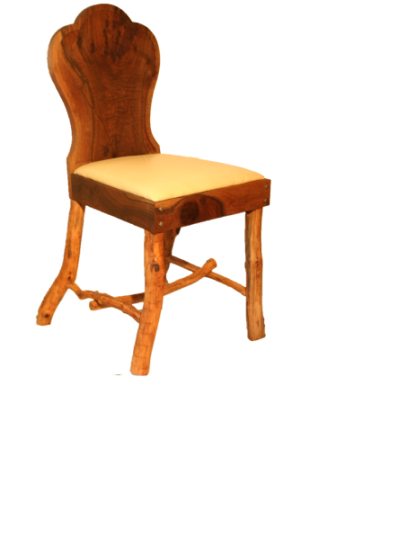 walnut keyhole chair, bison skull,
 cream leather seat